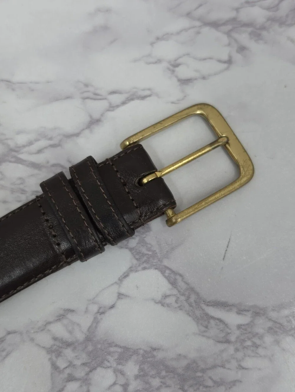 Coach USA Vintage Mocha Leather Belt Size 38 Brass Buckle